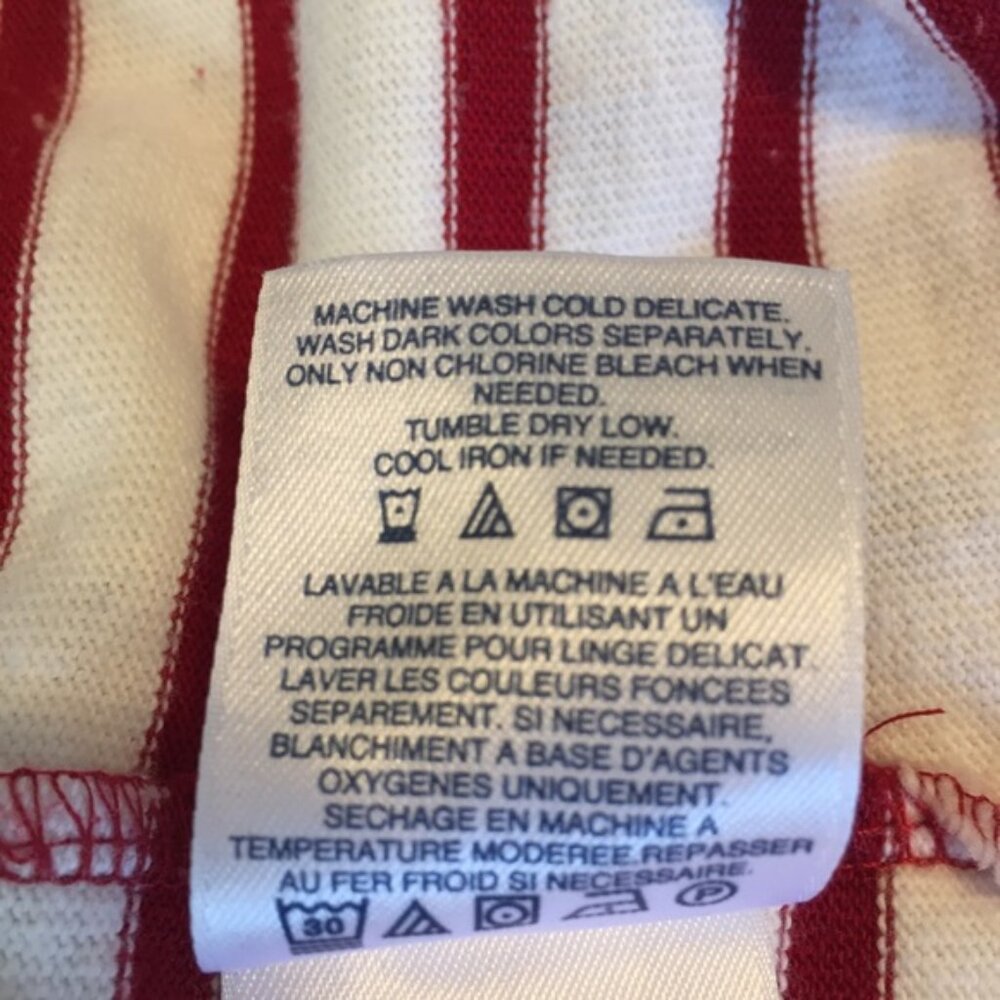 Lands’ End Long Sleeve Lace Up Striped Shirt Red & White - Picture 13 of 13